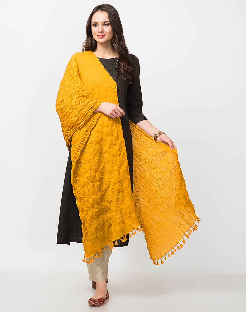 Buy Dupattas Online Plain Yellow Cotton ...